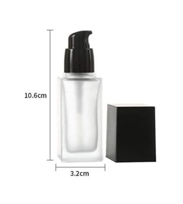 China Empty Cosmetic Container Travel Square Base Foundation Liquid Dispenser Vials With Pressure Pump Head And Lid for sale
