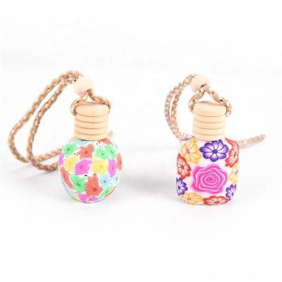 China Crafts Wholesale Cap 8ml Car Perfume Vent Wooden Empty Air Freshener Bottle Glass Rectangular Perfume Bottles for sale