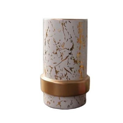 China Minimalist modern luxury ceramic wedding low white vase with floral design for sale