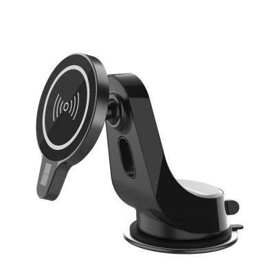 China Microphone 360 Degree Rotation Car 15W Car Instrument Charger Mobile Phone Magnetic Wireless Charging Wireless Holder for sale