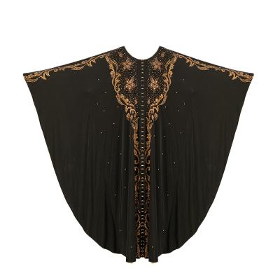 China 2021 New Polyester Arab Muslim Women's Round Neck Bronzing Diamond Dress Cloak Shawl for sale