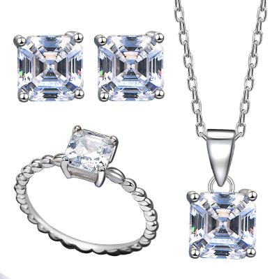 China SEASON CARE CLASSIC Bridal Cubic Zirconia Set Sterling Silver S925 Head Micro Set Three Piece Earring Necklace for sale