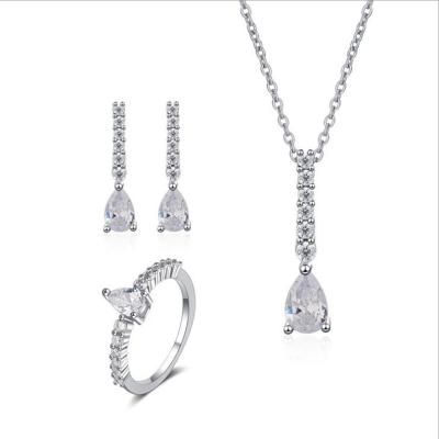 China SEASON CLASSIC MAINTENANCE European and American 925 sterling silver single set new bride zircon necklace earpin set 3 piece set for sale
