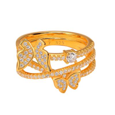 China New European and American silver ring S925 CLASSIC MAINTENANCE SEASON CLASSIC Zircon Foreign Trade Inci Foreign Trade Butterfly Ring Micro Inlaid Border Fashion for sale