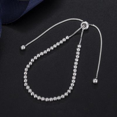 China Japanese and Korean Fashi CARE SEASON Sterling Silver S925 Bead CLASSIC Telescopic Adjustment Bead Naked Geometric Chain Bracelet for sale