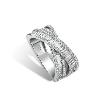 China CLASSIC S925 Sterling Silver Full Diamond Double Index Ring Cross Knuckle Ring High End Design Style for sale