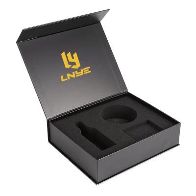China Factory Wholesale Custom logo Black Magnet Magnetic Luxury Packaging Folding Paper Business Gift Box for sale
