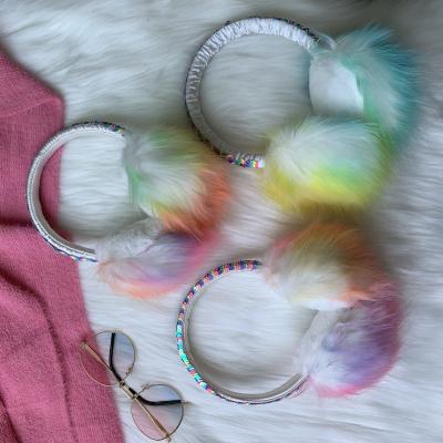 China Long hair earmuffs winter lovely baby safety earmuffs warm electronic gradient windproof earmuff warmer for sale