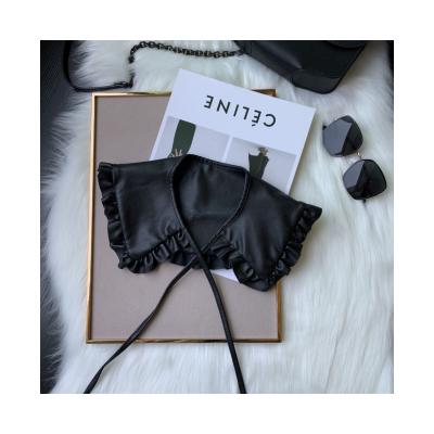 China New Listing 2021 New Leather Black Leather Collar Detachable Silk Links Fake Dye Fake Collar for sale