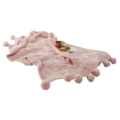 China Fashion Trend Knitted Wool Bed Tail Cover Blanket Ornament Ball Blanket for sale