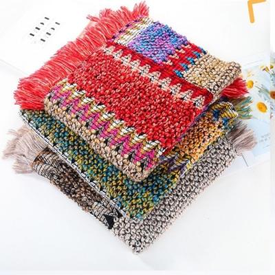 China Soft Cape National Style Shawl Knitted Sweater With Fringe Long Thermal Shawl for sale