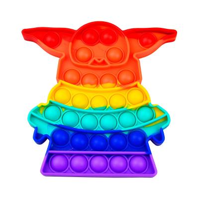 China Cute Push Bubble Silicone Decompression Toys Autism Cartoon Toys Stranger Yoda Rainbow Link Dye Fingertip Sensory Toys for sale