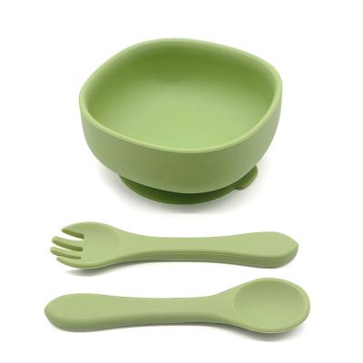 China Sustainable Silicone baby feeding set 3pcs for sale