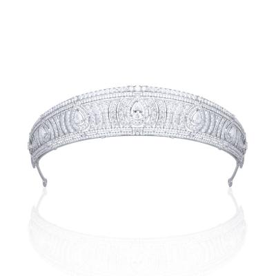 China New Retro Women's Headwear Girls Crown Bride Wedding Zircon Crown Wedding Jewelry Hair Accessories for sale