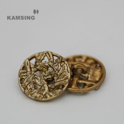 China Dry Cleaning KAMSING-Mesh Woven Design Brass Plated Metal Shank Buttons For Ladies Shirts And Jackets Garment Accessories For Button for sale