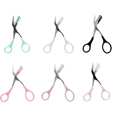 China Portable Mini Painless Stainless Steel Eyebrow Trimmer Makeup Eyebrow Trimmer Scissors With Comb Girls Beauty Cosmetic Tools for sale