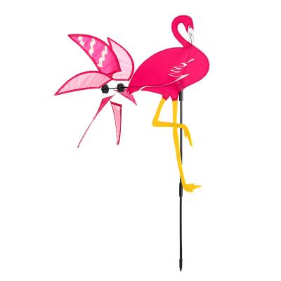 China Outdoor decorations 2021 best-selling model craft windmills, flamingo shaped decorative windmill, park garden exhibits for sale