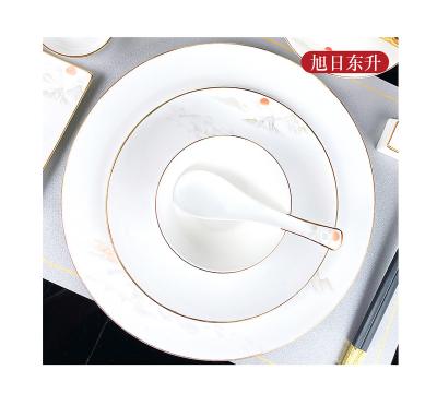 China Sustainable New Designs Kitchen Bone China Dishes Set Mosaic Ceramic Dinnerware for sale