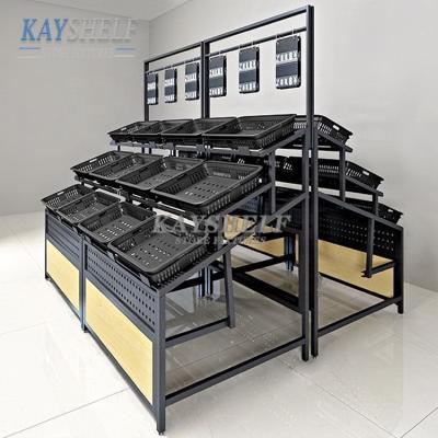 China Single-Sided Multifunctional Vegetable Fruit Shelf Rack Supermarket Display Stands For Sale for sale