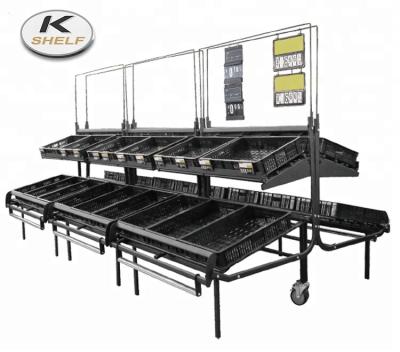 China Double-Sided Food Display Rack Supermarket Fruit and Vegetable Retail Shelf for sale