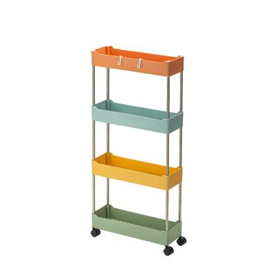 China Modern Top Selling 4 Layers Kitchen Storage Cart Storage Multilayer Rolling Shelf Space Saving Shelf for sale