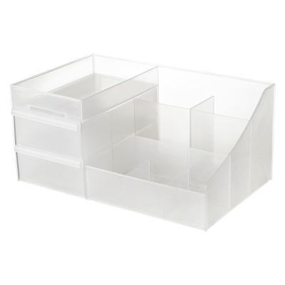 China Hot Selling Makeup Organizer Large Capacity Cosmetic Storage Box Transparent Plastic Desk Organizer Viable for sale