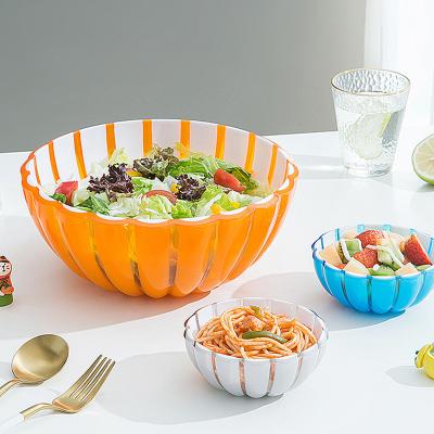 China Stocked Plastic Thickened Two Color Instant Noodle Bowl Fruit Bowl Dish Creative Gift Multicolor Combination Salad Bowl for sale