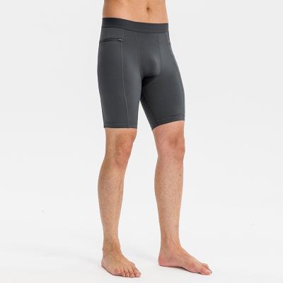 China Custom Men's Antibacterial Quick Dry Breathable Tight Fit Fitness Gym Running Shorts With Zipper Pockets for sale