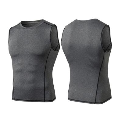 China Antibacterial Mens Sports Vest Round Neck Training Running Fitness Wicking Quick Dry Summer Men Stretch Tank Top for sale