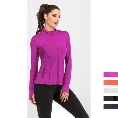 China Mesh Stitching Women Gym Yoga Running Jacket Breathable Full Body Sport Zipper for sale