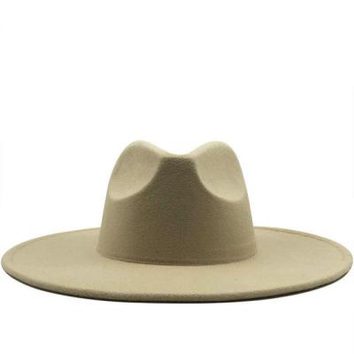 China 9.5cm Tall Wide Brim Fedora Hat Winter Spring Fedora Hat Barred Women Man for sale