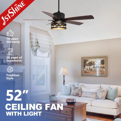 China Zwarte 52 inch industriële plafondventilator AC motor binnenversiering Te koop