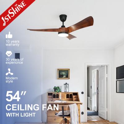 China Houten kleur 54 inch Led Plafondventilator 3 Plastic Blades met afstandsbediening Te koop