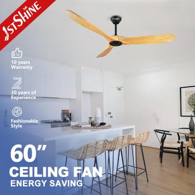China Elektrische plafondventilator 60 inch Moderne donkere walnoot 5 snelheid afstandsbediening 3 houten lemmet DC Te koop