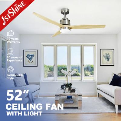 China 1stshine 52 inch 132cm Moderne houten plafondventilator met LED-lichten Energiebesparende DC Te koop