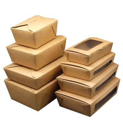 China Eco Friendly Recycled Materials Square Food Paper Box With Clear Window Custom Printed Disposable Food Grade Salad Wrapping Paper Packaging Boxes for sale