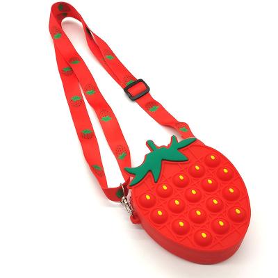 China Safety 2021 Hot Silicone Bubbles Stir Purse Toys Push Wallet Pop Bag Shoulder Bag Fruit Toddlers for sale