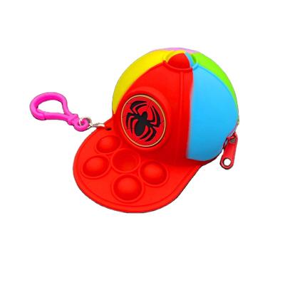 China Eco-Friendly Relieve Stress Pocket Busy Person Bubble Coin Purse Girl Silicone Mini PoppIt Kids Coin Key Chain Purse for sale
