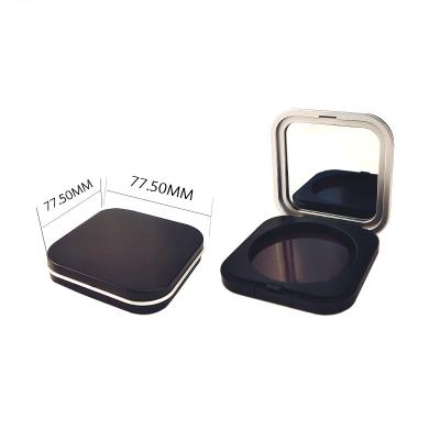 China Recycled materials plastic matte black square pressed empty magnetic powder compact packaging base hot sale plastic caseoldable customize for sale