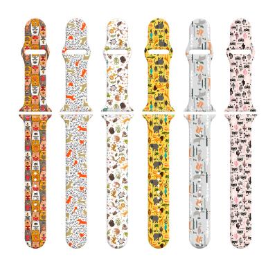 China Replacement Cartoon Animals Series Watch Band For Apple Watch Strap 45mm 44mm 42mm 41mm 40mm 38mm For Series7 6 Se 5 4 3 for sale