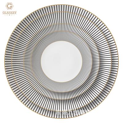 China China Wholesale Disposable Ceramic Charger Plate Gold Rim Flat Dishes And Dishes Around Dishes for sale