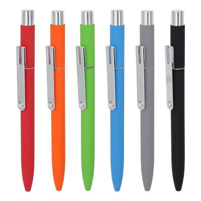 Chine stylo à bille en caoutchouc doux en aluminium coloré stylos à billes commerciaux stylos à billes rétractibles avec logo personnalisé à vendre