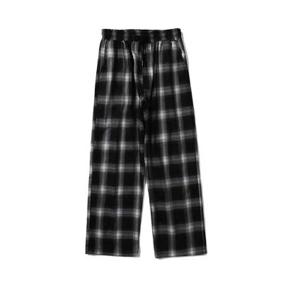 China Breathable Woven Polyester Anti Wrinkle Yarn Dyed Gingham Pajamas Long Length Pants For Men for sale