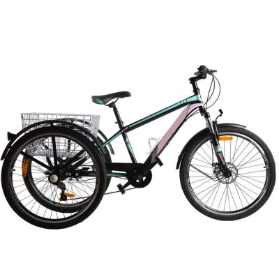 China 2022 New 2022 New High Quality 24 26 Inch Mountain 7 Speed Single Cargo Trikes For Adults 3 Wheels Tricycle for sale