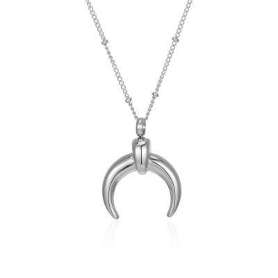China Titanium Steel Ox Clavicle Chain Charm Pendant Necklace Punk Shape Moon Horn Ox Clavicle Necklace For Men And Women for sale