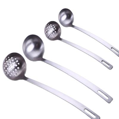 China Sustainable Hot Sale Products Wooden Utensils Set For Kitchen Stainless Steel Noodle Soup Cookware Set Long Handle Spoon for sale
