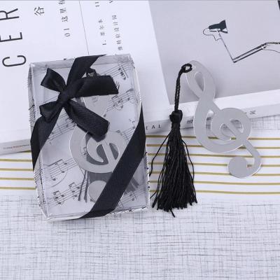 China Wedding Party Return Gifts Silver Stainless Steel Music Symbol Bookmark For Wedding Baby Shower Party Birthday Favor Gift for sale