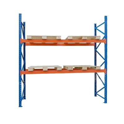 China 2 Tires Industrial Metal Shelving Powder Coated Warehouse Storage Racks for sale