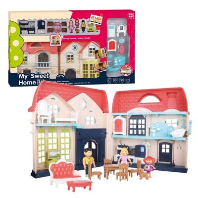 China Funny Happy Doll House Sets Toys Educational Miniature Dollhouse Kit For Kids Girls Plastic Mini DIY Pretend Play Doll House Toys for sale