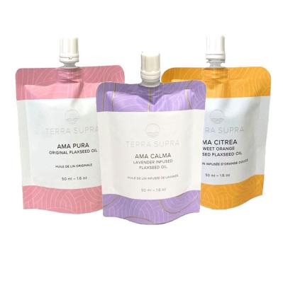 China Safety Free Sample Waterproof Side Heat Seal Convenient Drinks Pouches Bags Spout Up Pouch Soap Pink Cosmetic Holder for sale